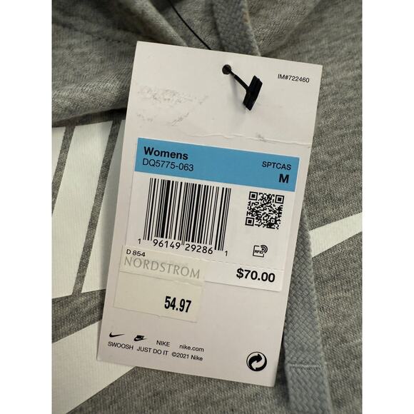 Nike Hoodie Women's Medium Gray Pullover Swoosh Logo Sweatshirt NWT - Picture 5 of 7